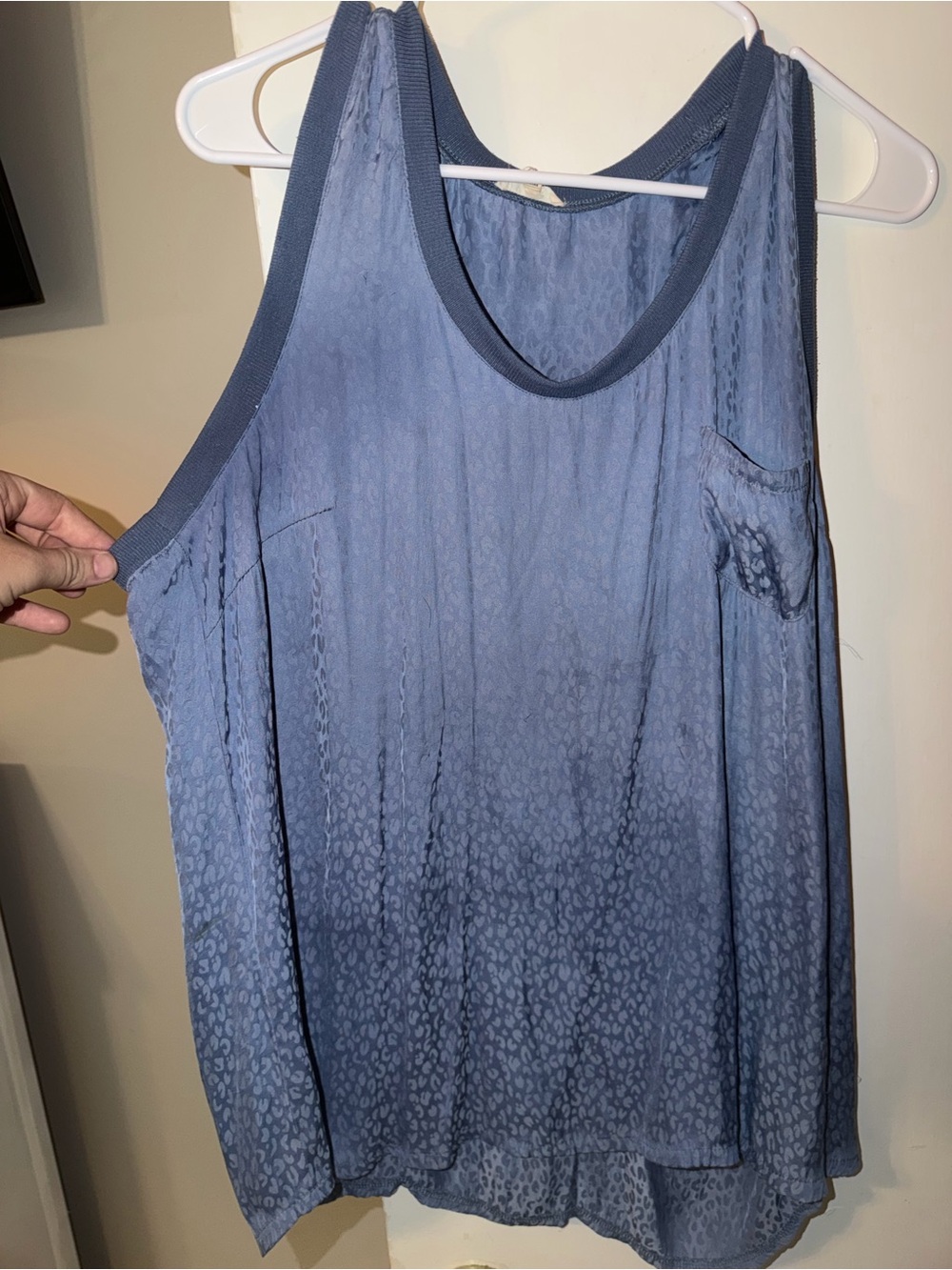 JODIFL Light Blue Scoop Neck Tank with Subtle Animal Texture